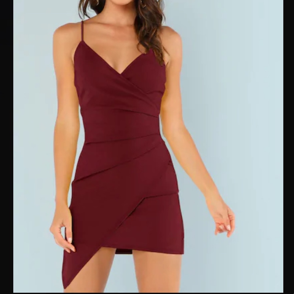 Ruched Surplice Asymmetrical Cami Dress